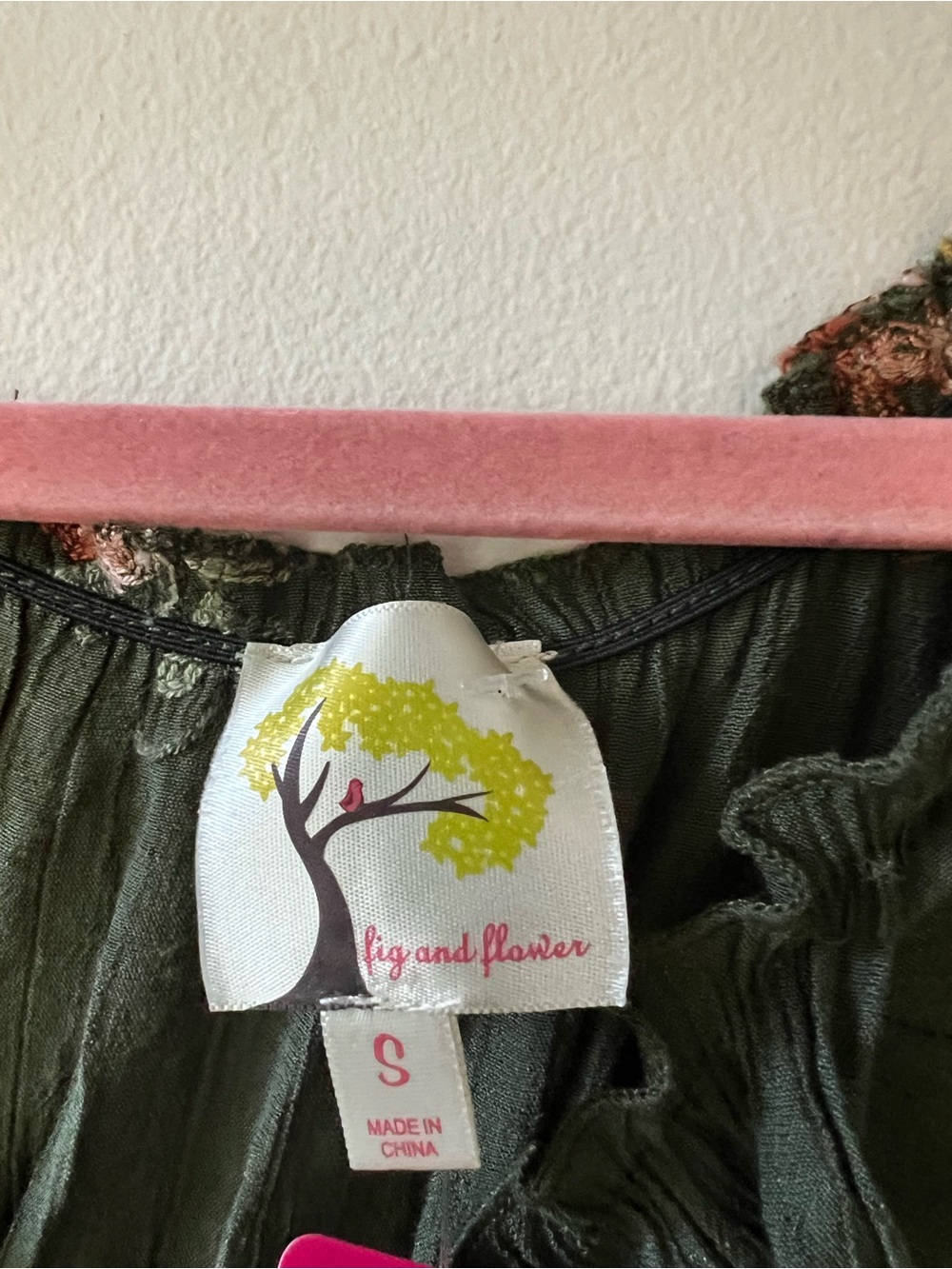 Fig & Flower Embroidered Green Midi Dress Cottagecore Boho | Size Small - Picture 5 of 5